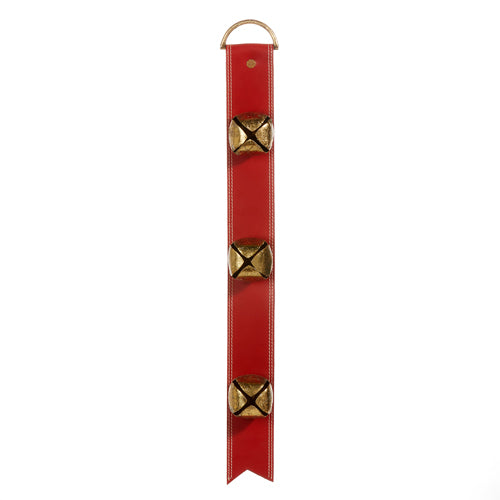 Red Leather Sleigh Bell Door Hanger