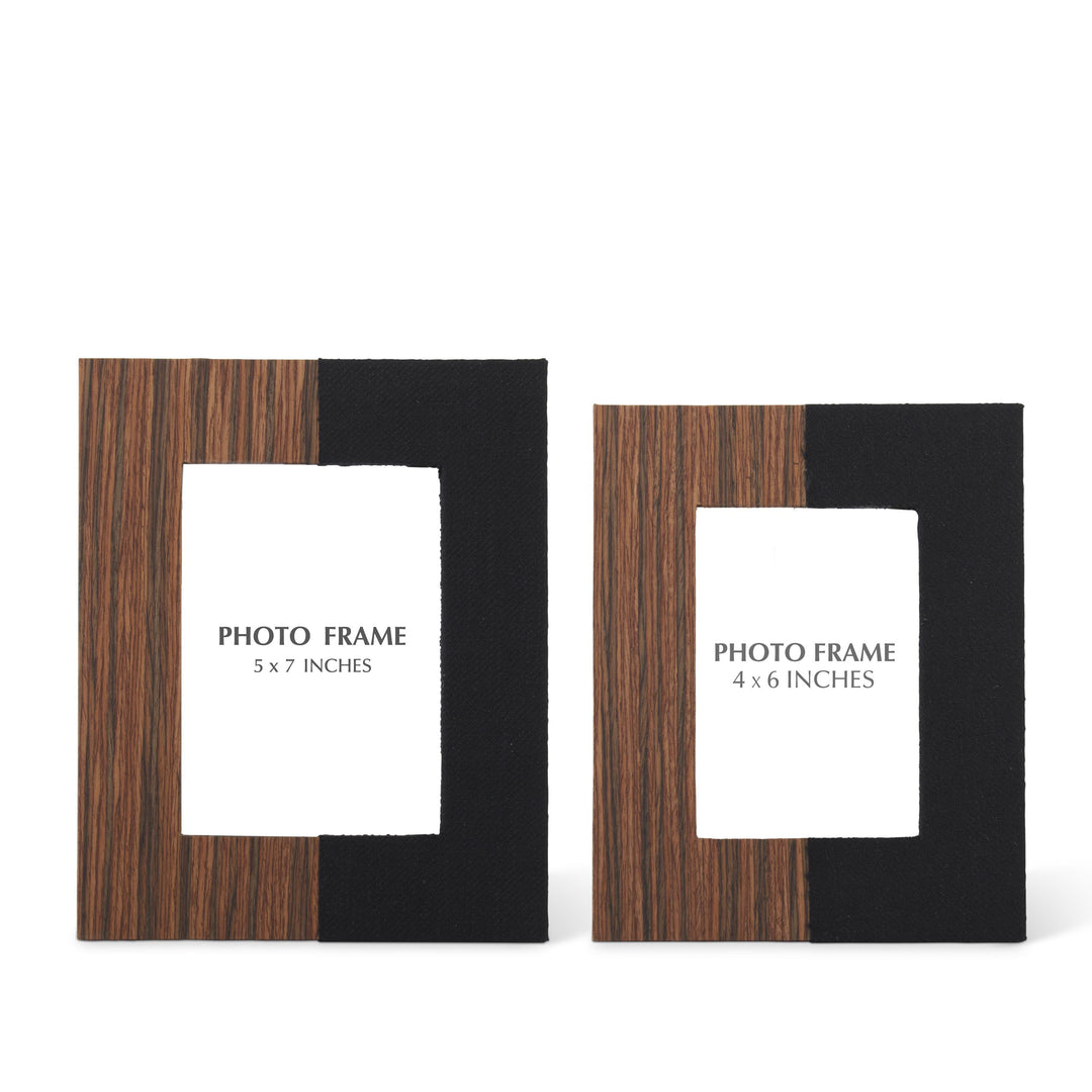 Wood and Black Fabric Picture Frames