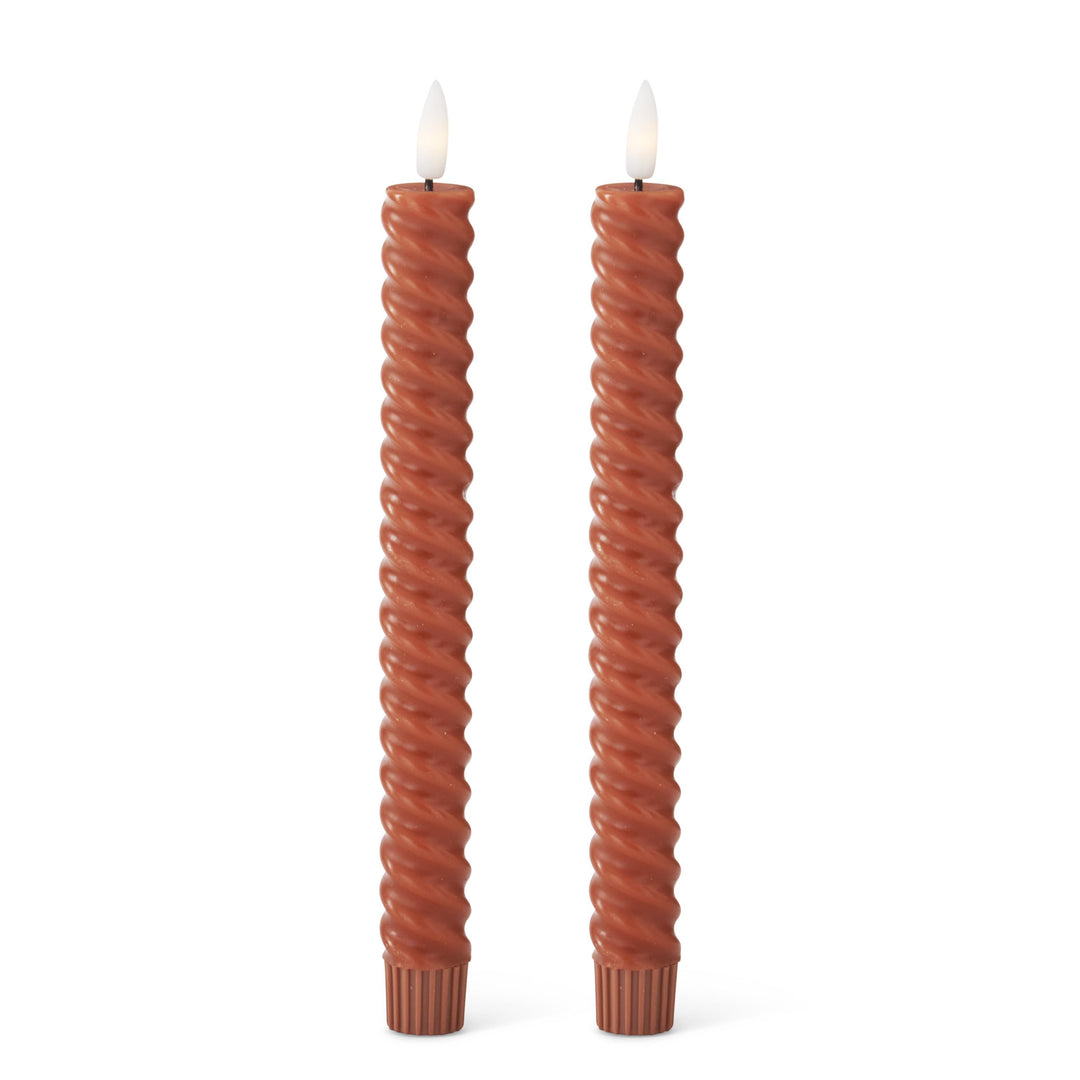 Set of Rust Spiral LED Candles with Timer