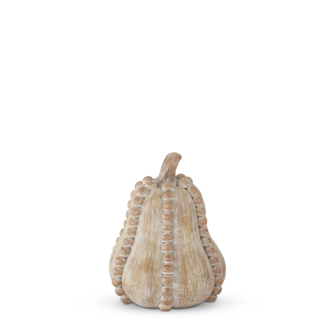 Cream Resin Faux Wood Bead Trimmed Gourd