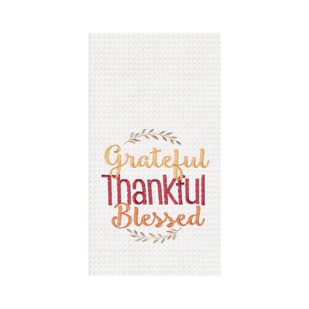 Grateful, Thankful, Blessed Dish Towel