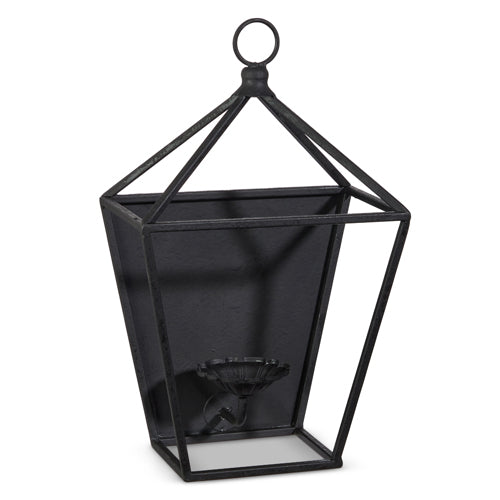 Antique Black Iron Lantern Candle Sconce