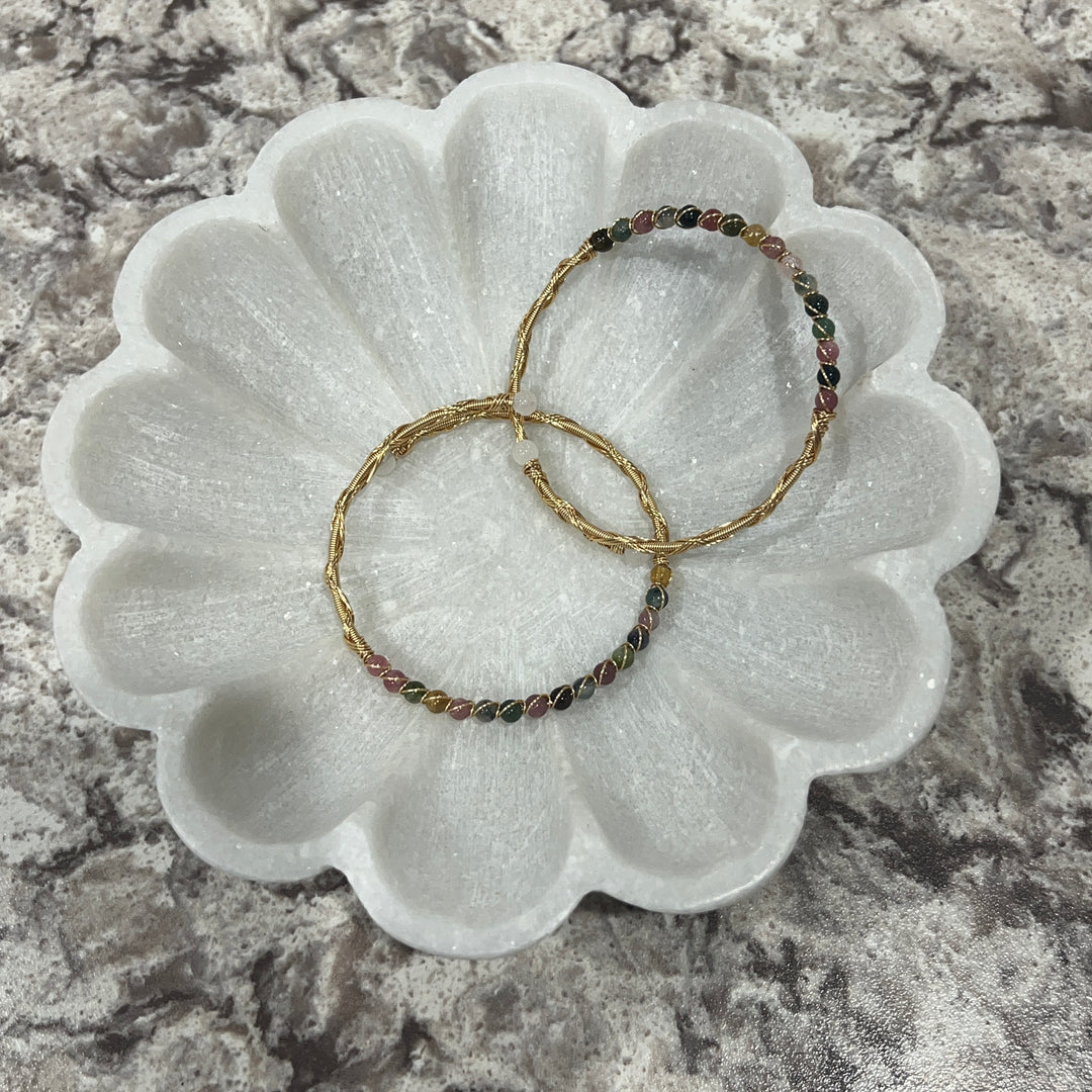 Adjustable Wire Wrapped Natural Stone Bracelet