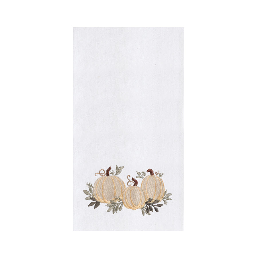 Embroidered White Pumpkin Trio Kitchen Towel