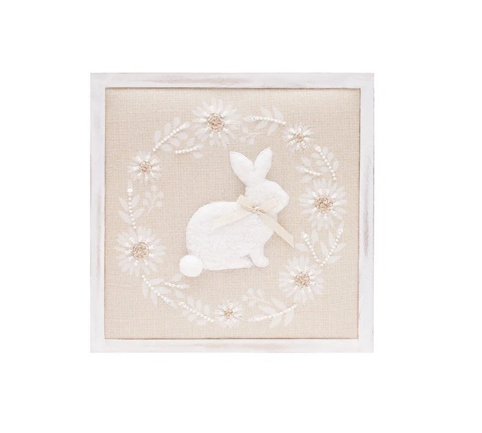 White Bunny Wreath Shadow Box