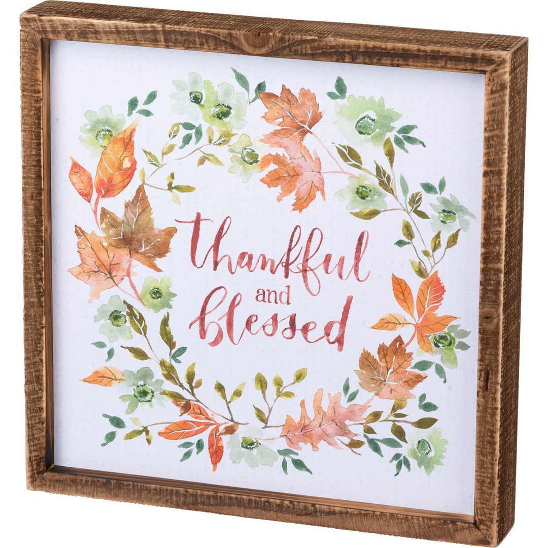 Thankful and Blessed Inset Box Sign