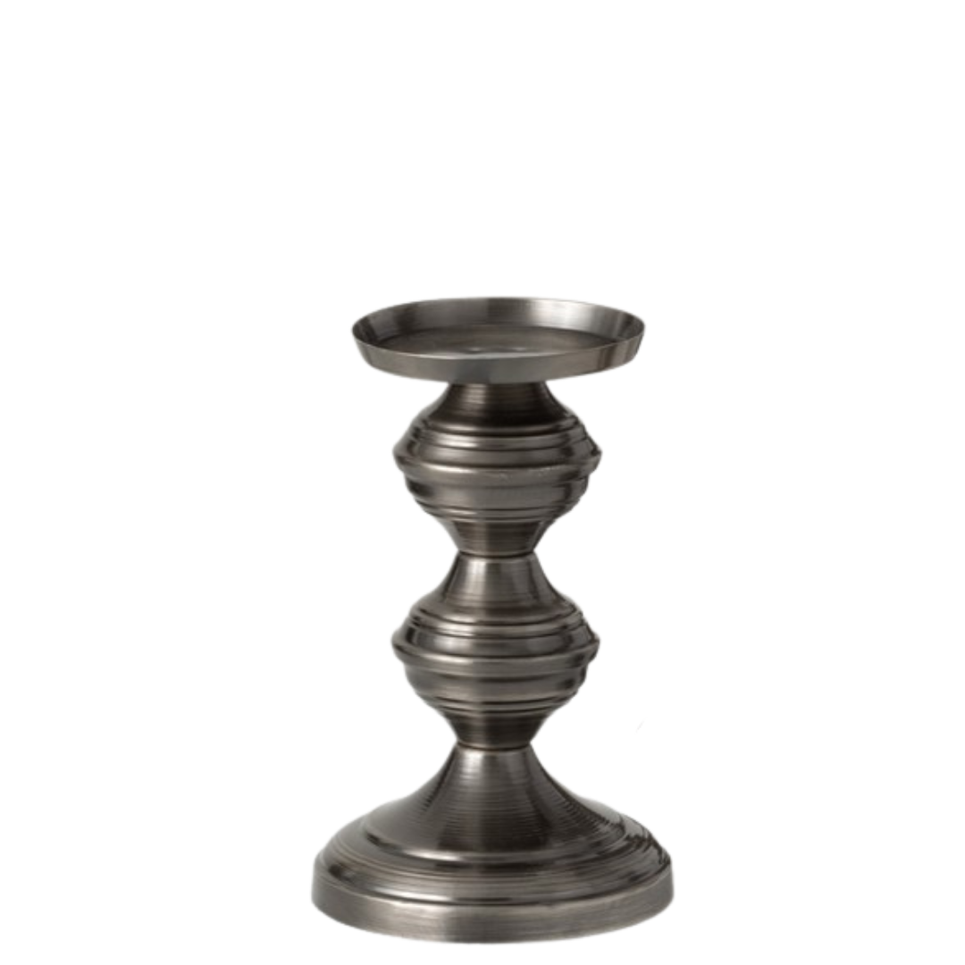 Pewter Pillar Candle Holder Sm Blue Dahlia Designs