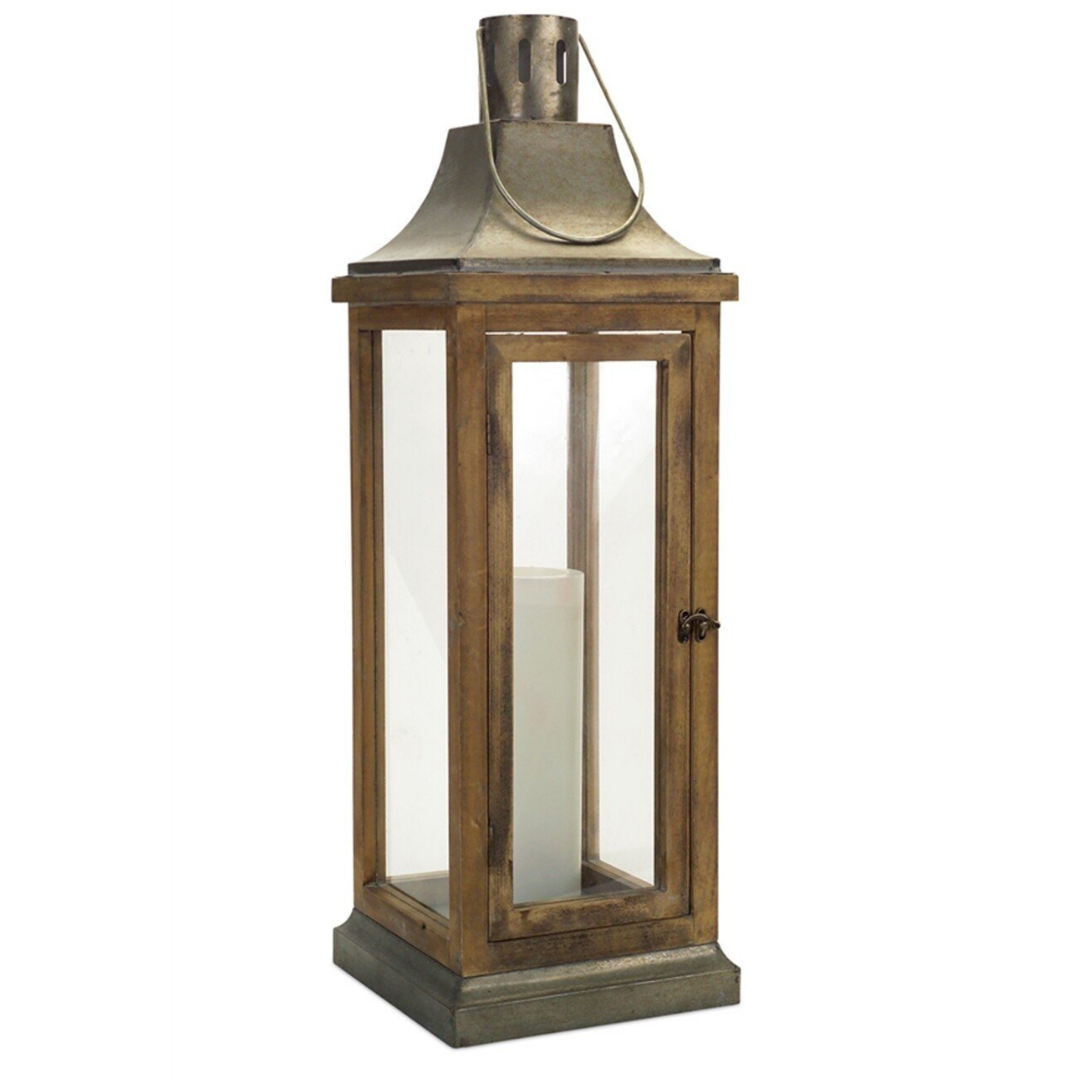 Metal/Wood Natural Lantern