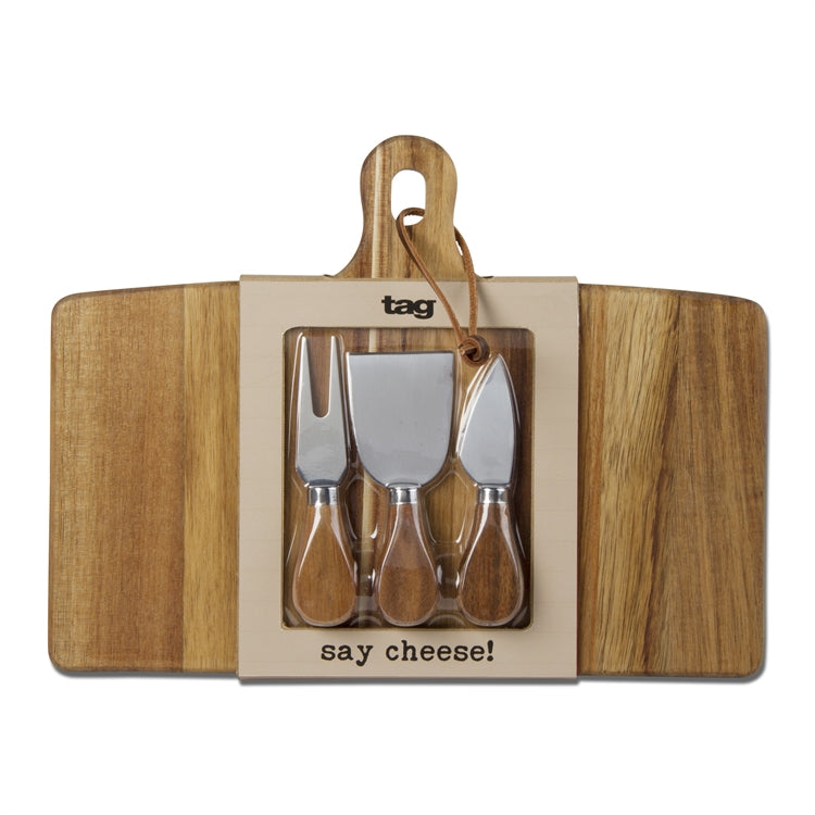 Acacia Board and Cheese Utensil Set