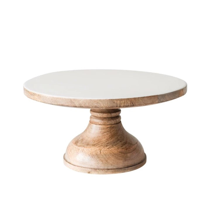 12" Enameled Mango Wood Pedestal