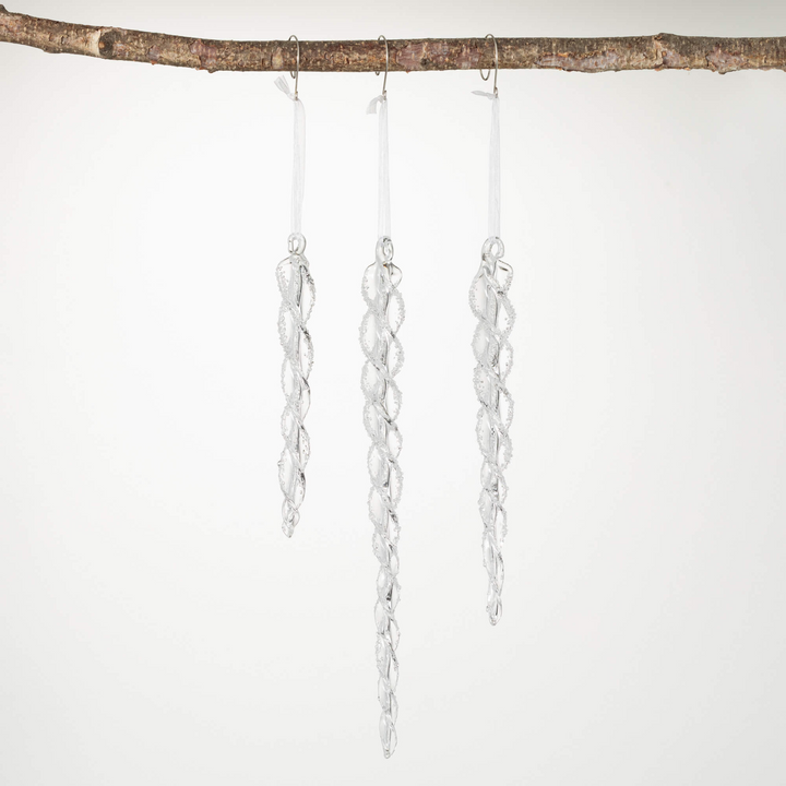 Twisted Glass Icicle Ornaments