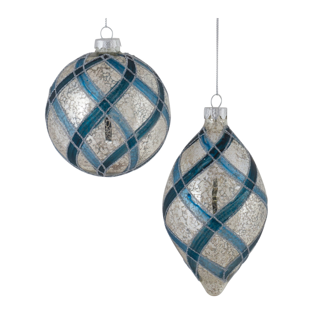 Silver/Blue Mercury Glass Ornaments