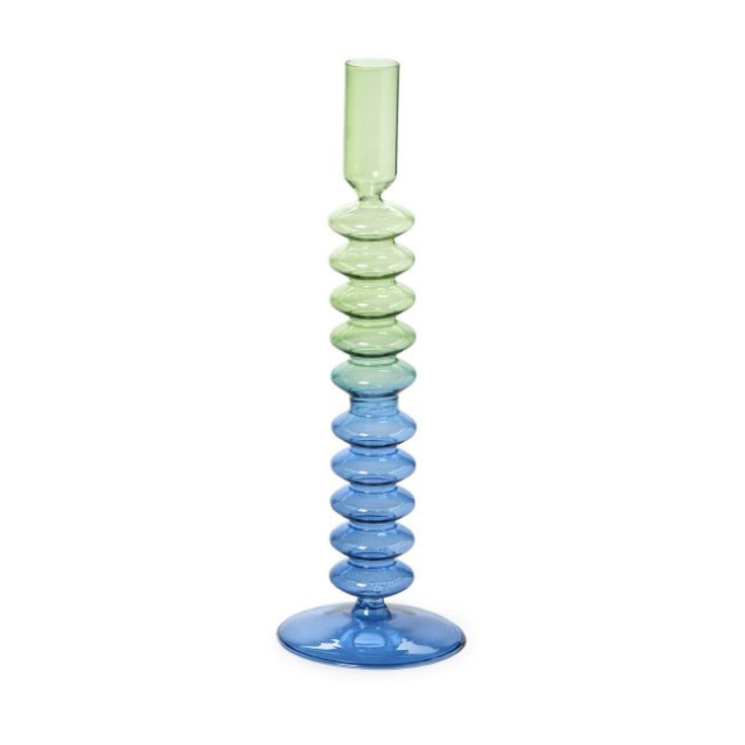 Hand-Blown Glass Taper Candlestick Candleholders