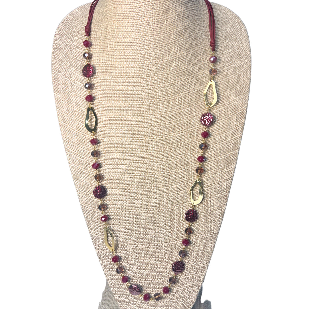 Beaded Gem &amp; Metal Corded Necklaces