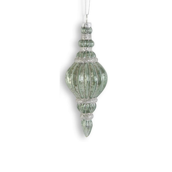 Sage Green Mercury Glass Ribbed Ornaments