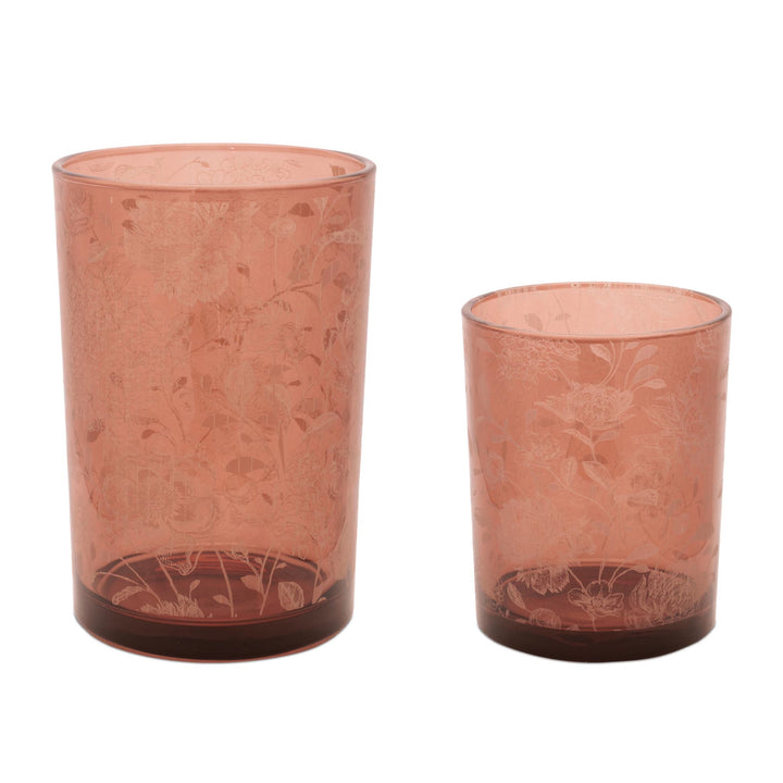 Rust Leaf Patterned Textured Glass Votive