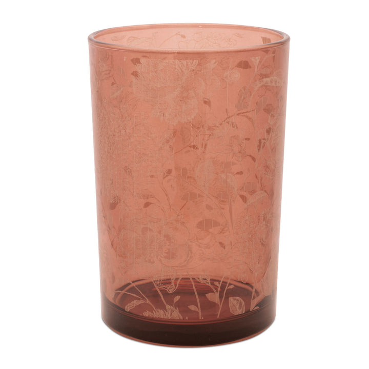 Rust Leaf Patterned Textured Glass Votive
