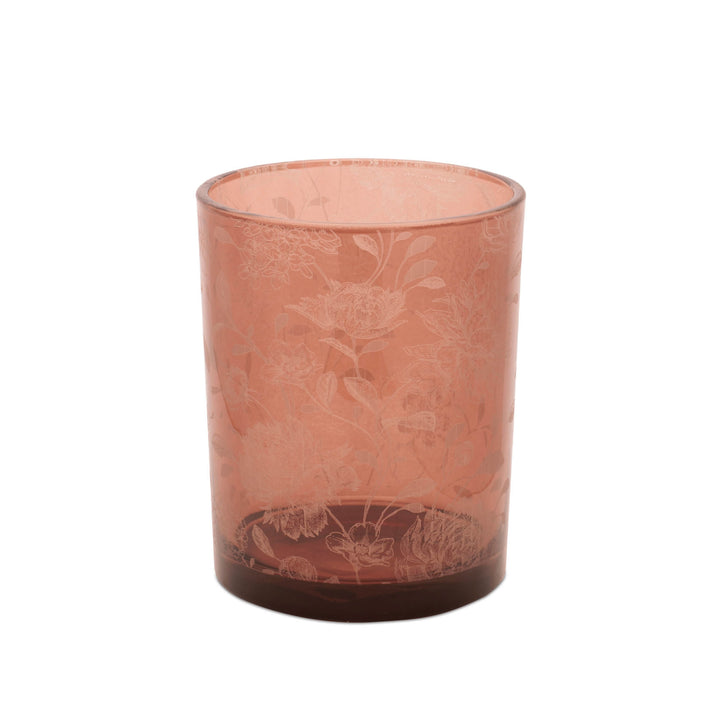 Rust Leaf Patterned Textured Glass Votive