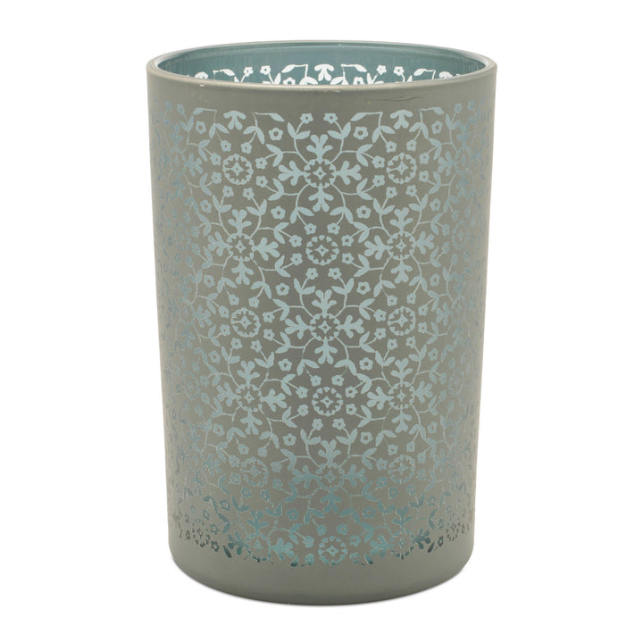 Gray Blue Patterned Glass Votives