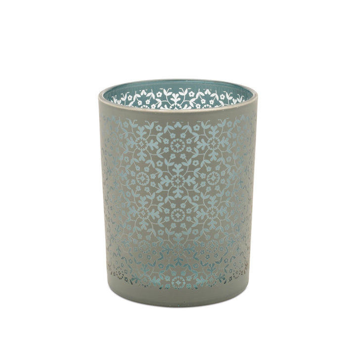 Gray Blue Patterned Glass Votives