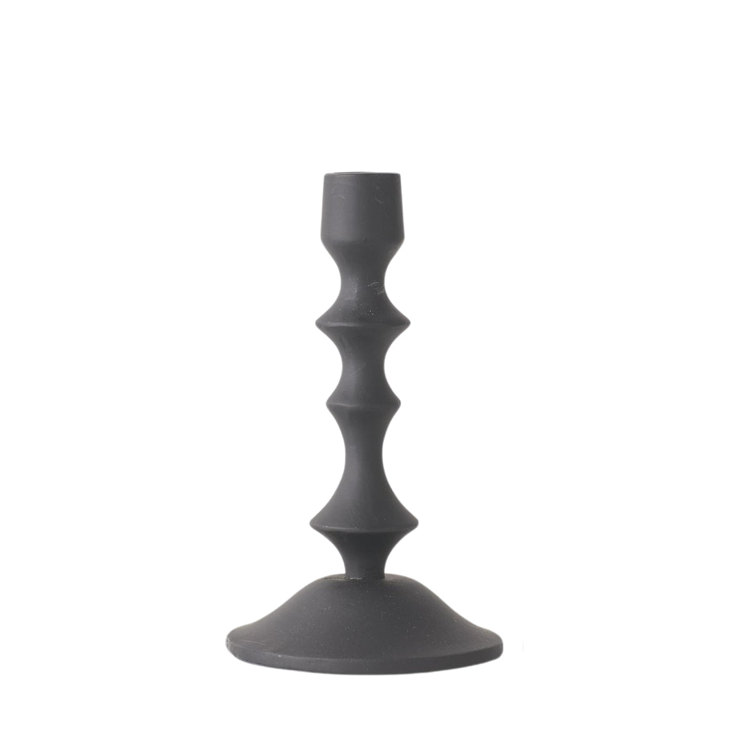 Black Turned Taper Metal Candle Holders