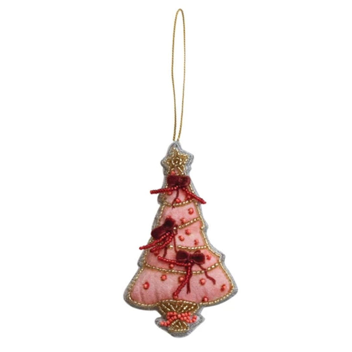 Handmade Beaded Fabric Christmas Tree Ornament