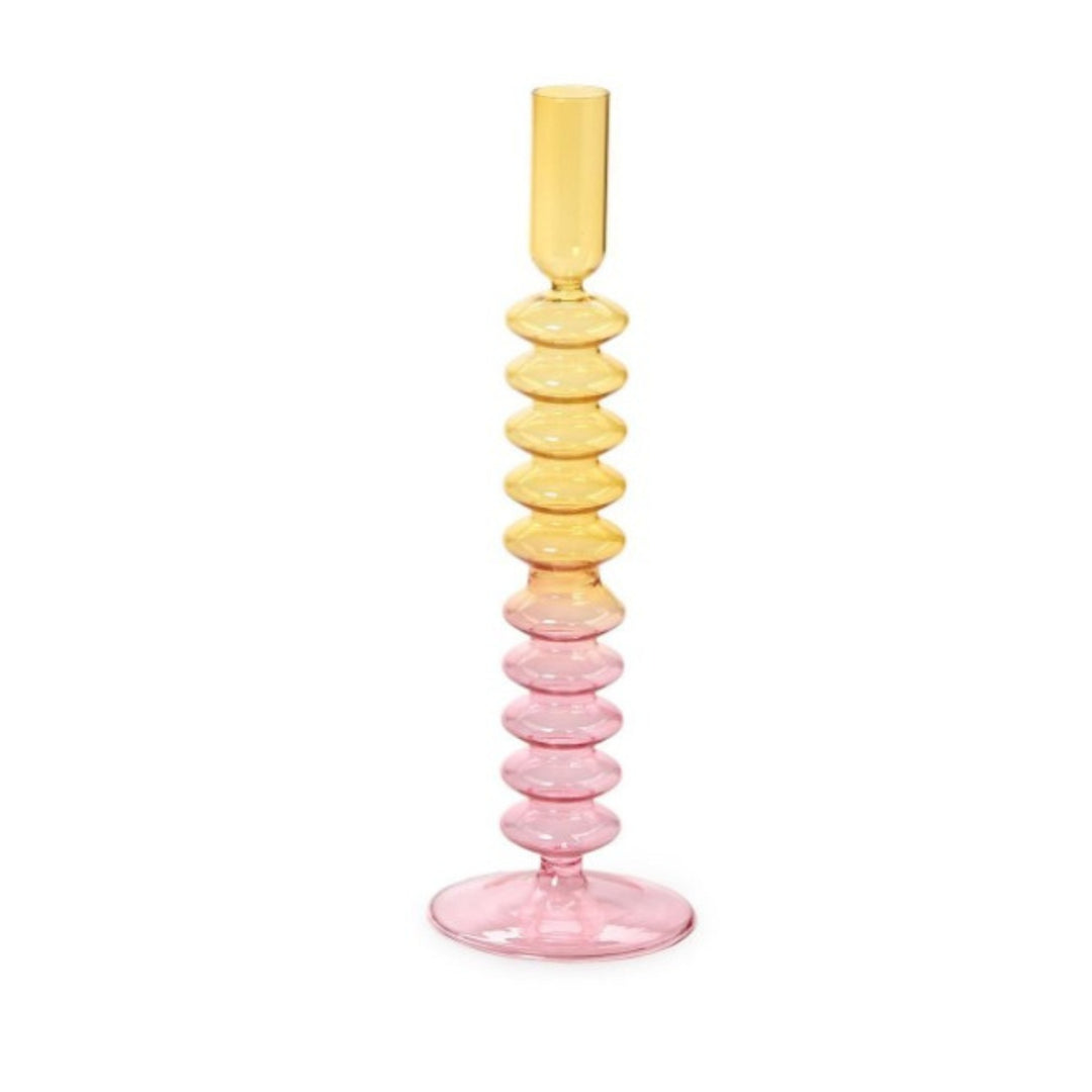 Hand-Blown Glass Taper Candlestick Candleholders