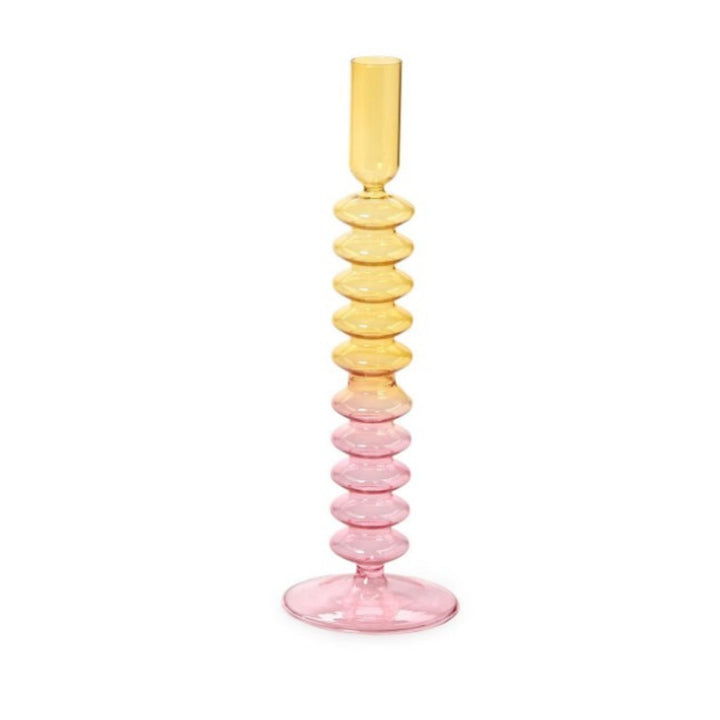 Hand-Blown Glass Taper Candlestick Candleholders
