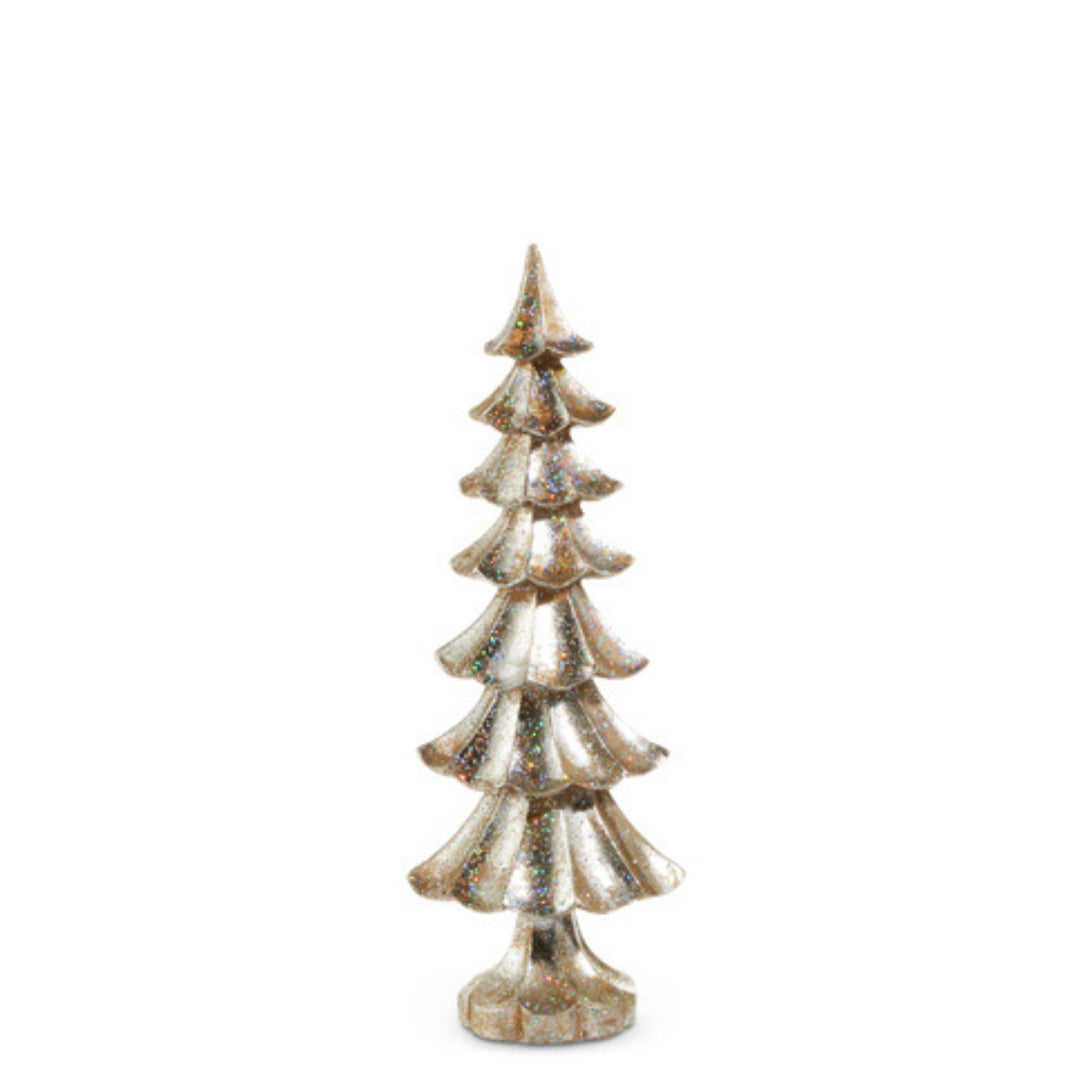 Glittered Distressed Pewter Finish Trees