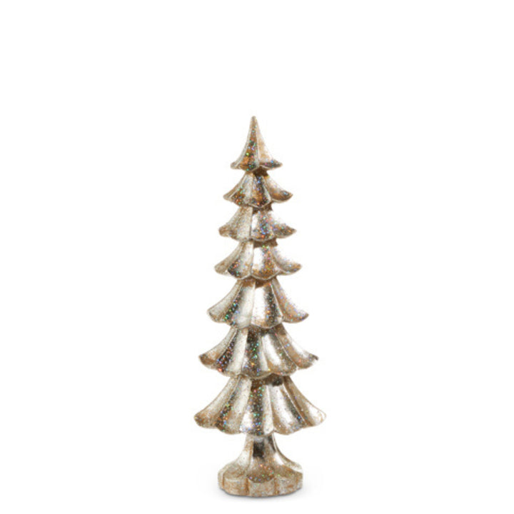 Glittered Distressed Pewter Finish Trees