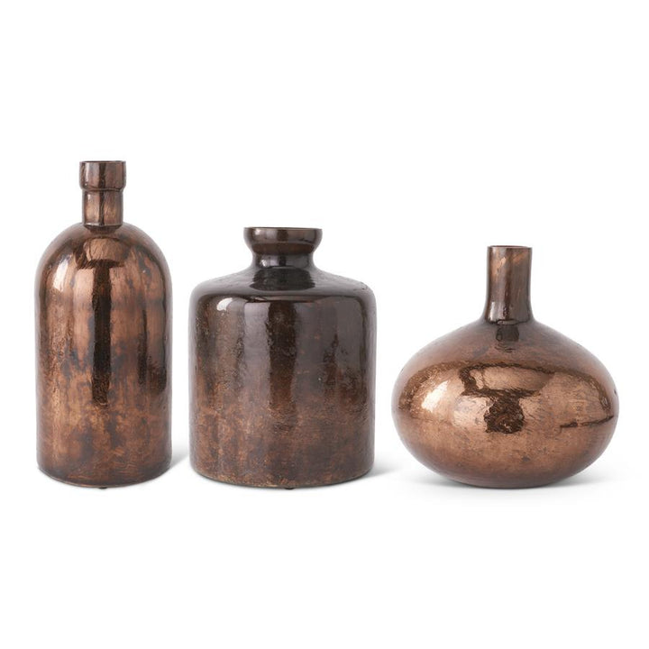 Antique Bronze Glass Bottle Vases