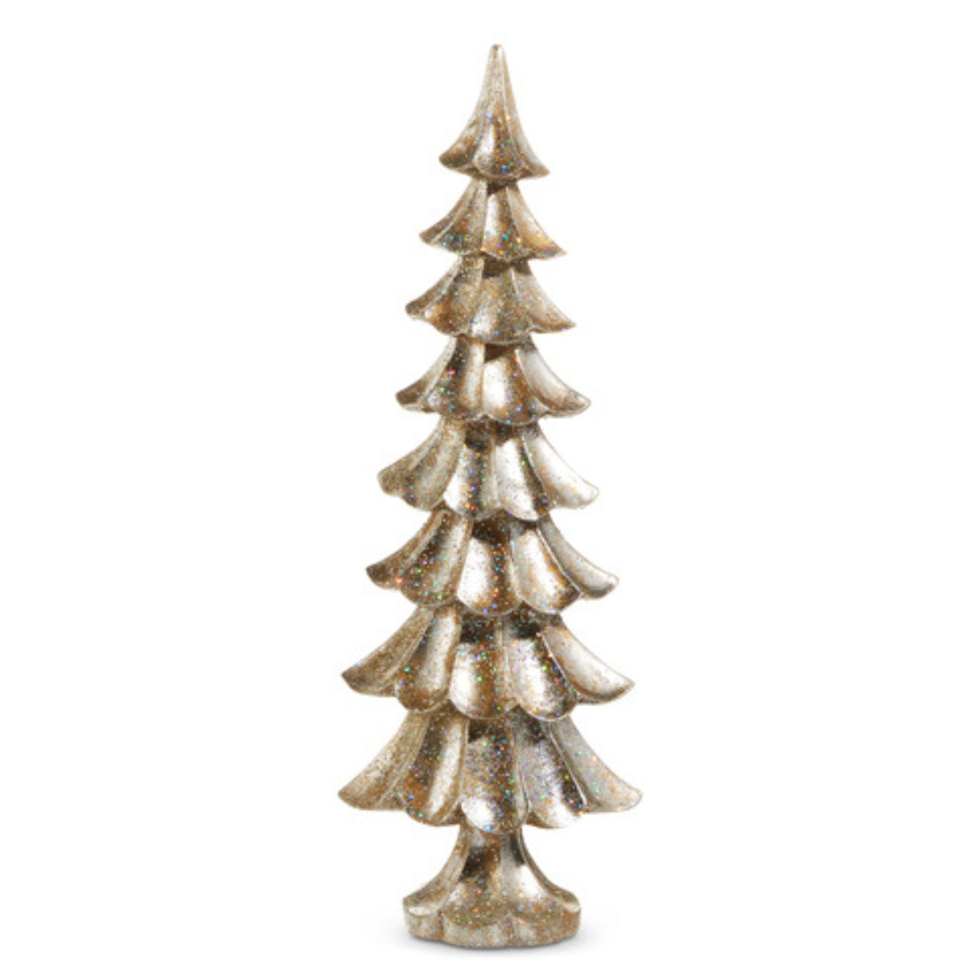 Glittered Distressed Pewter Finish Trees
