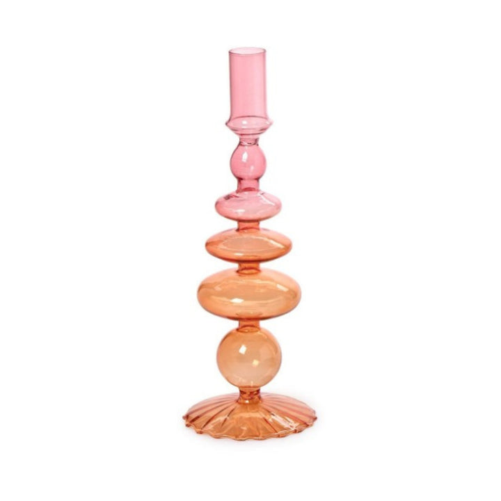 Hand-Blown Glass Taper Candlestick Candleholders