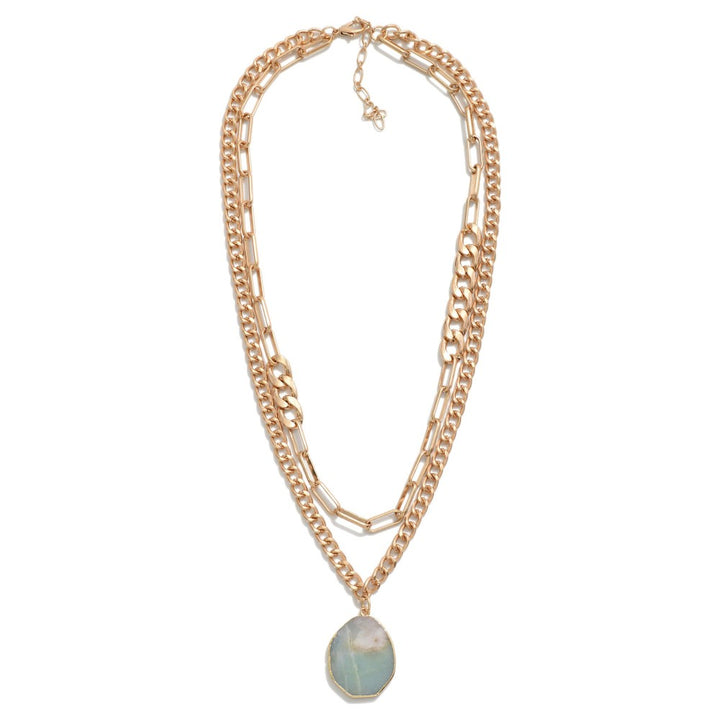 Mint Stone Chain Link Necklace