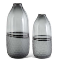 Frosted Comb Pattern Black Transparent Glass Vase