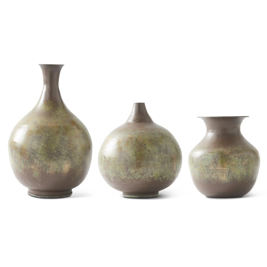 Dark Metal Patina Vases