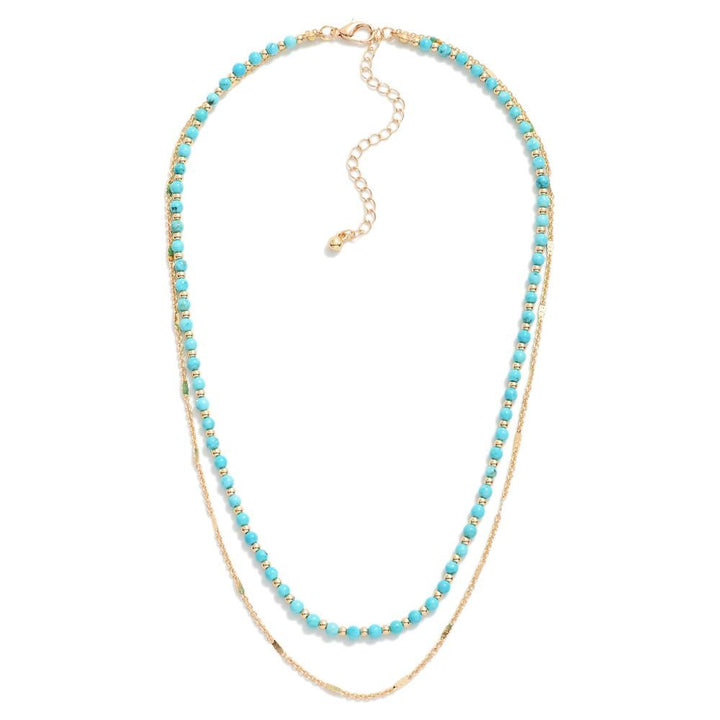 Double-Stranded Necklace With Beaded Stone Accents