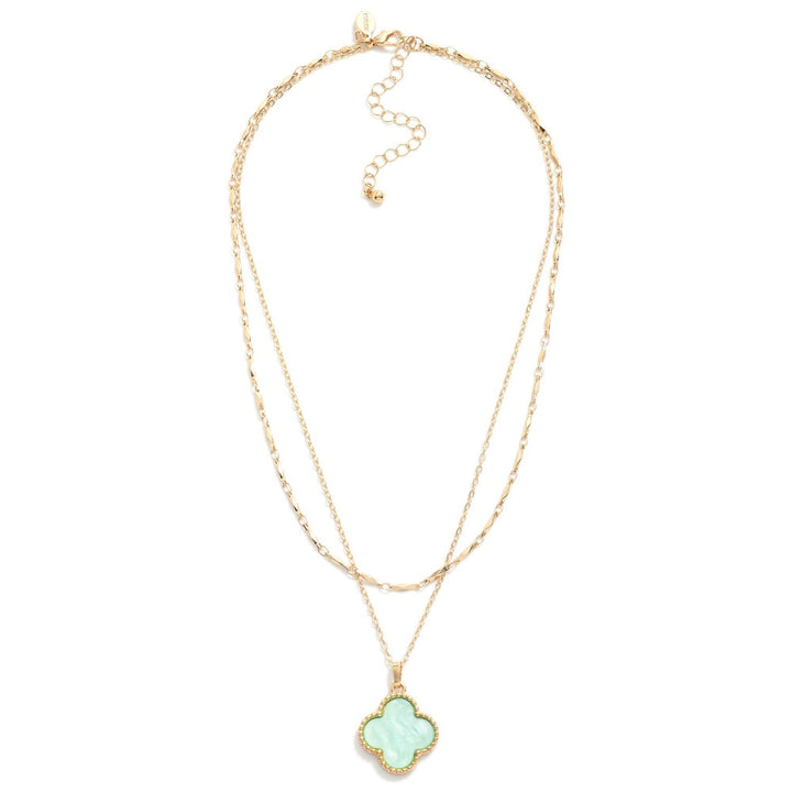 Layered Chain Link Necklace Featuring Clover Station