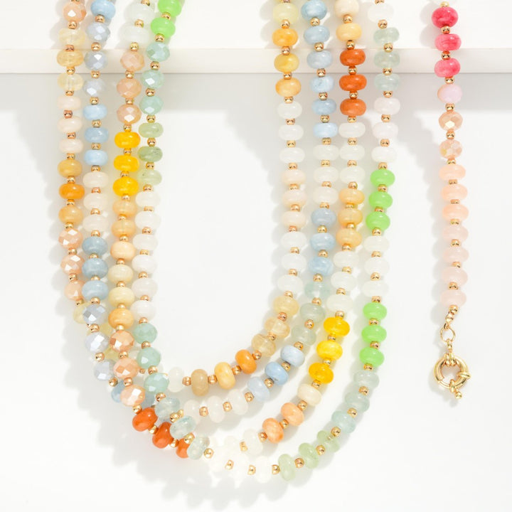 Candy Bead Beaded Necklace Featuring Gold Tone Beads