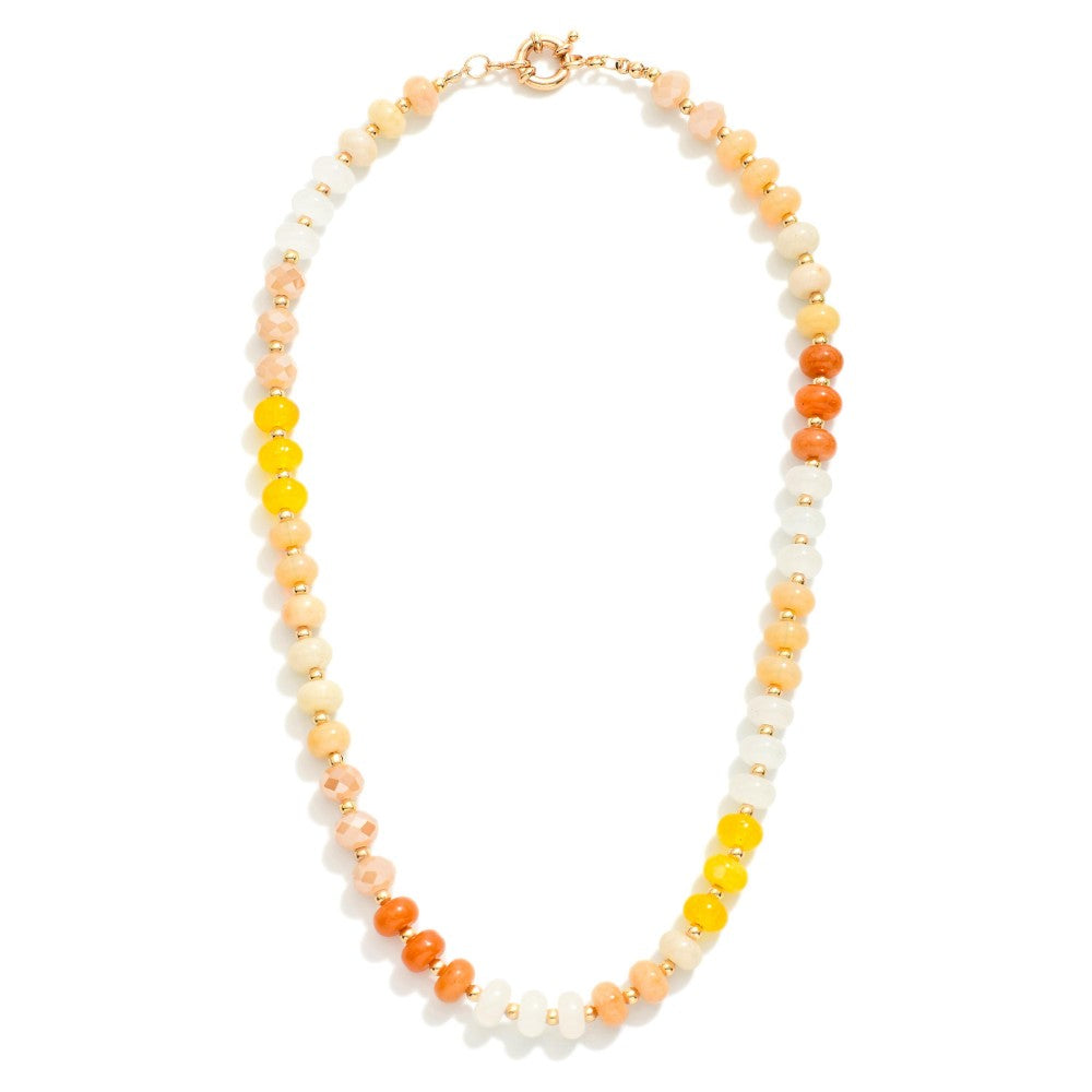 Candy Bead Beaded Necklace Featuring Gold Tone Beads