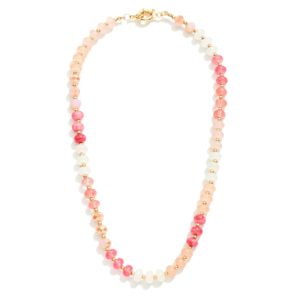 Candy Bead Beaded Necklace Featuring Gold Tone Beads