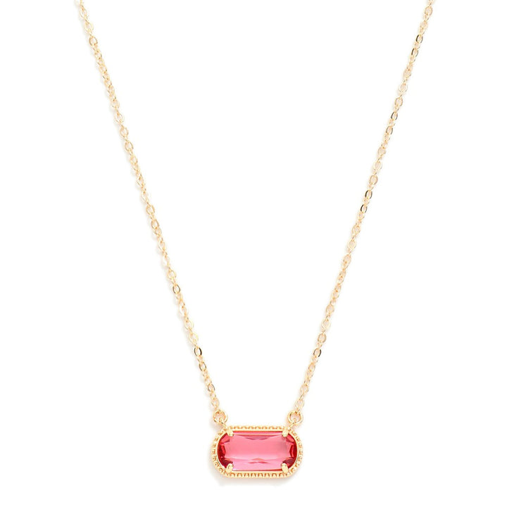 Chain Link Necklace Featuring Glass Crystal Pendant