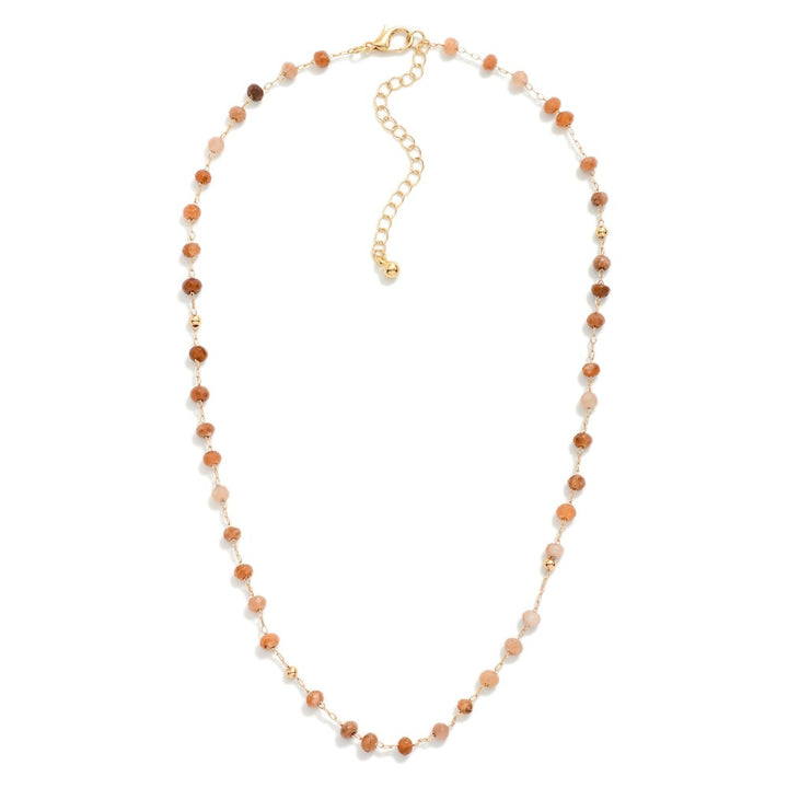 Chain Link Necklace Featuring Faceted Bead Stations