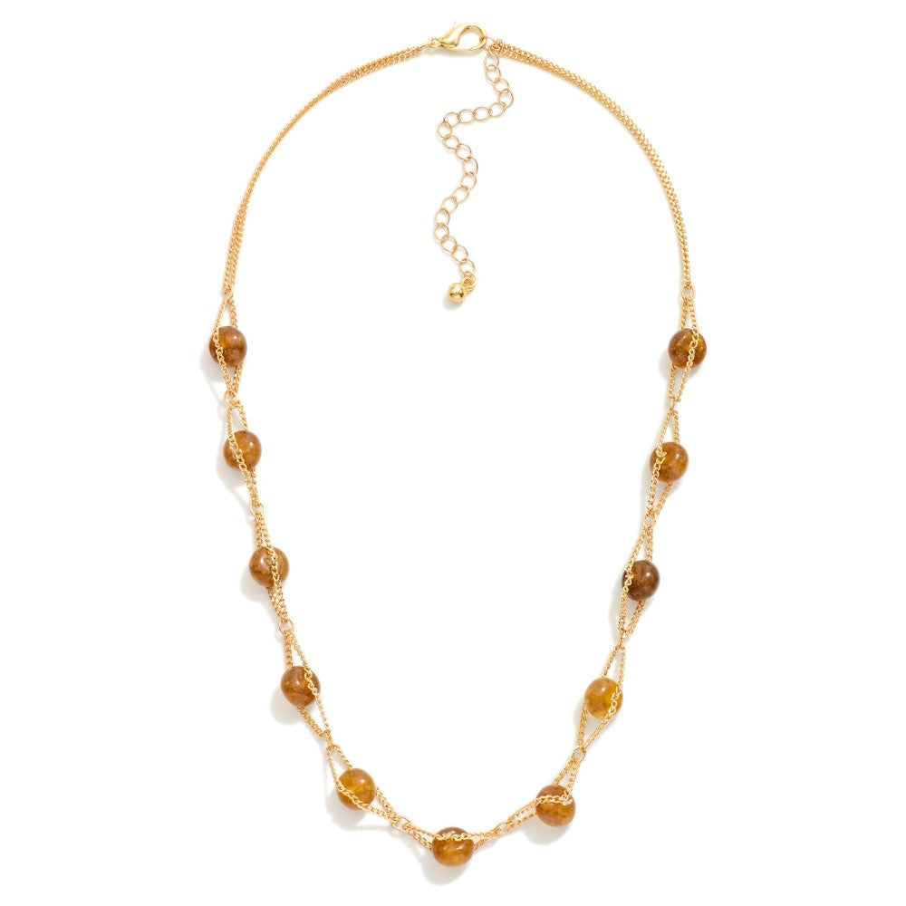 Intertwined Chain Link &amp; Stone Beaded Necklaces