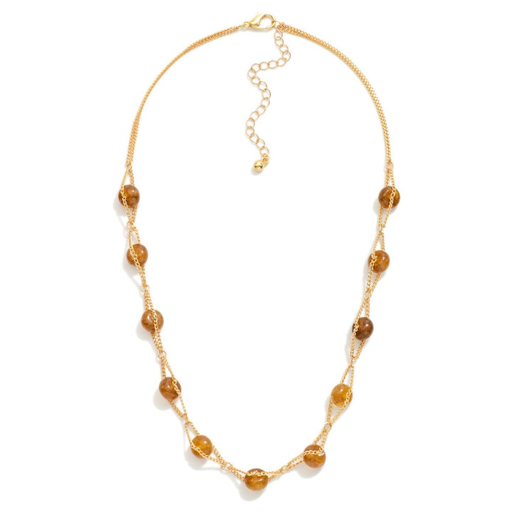 Intertwined Chain Link &amp; Stone Beaded Necklaces