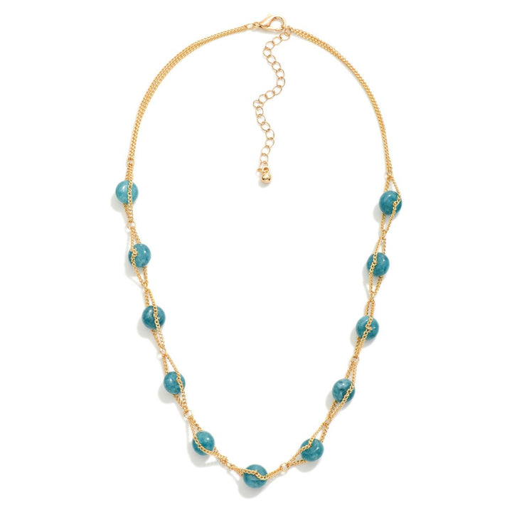 Intertwined Chain Link &amp; Stone Beaded Necklaces