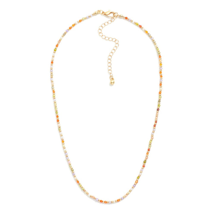 Faceted Bead & Metal Tone Beaded Necklace