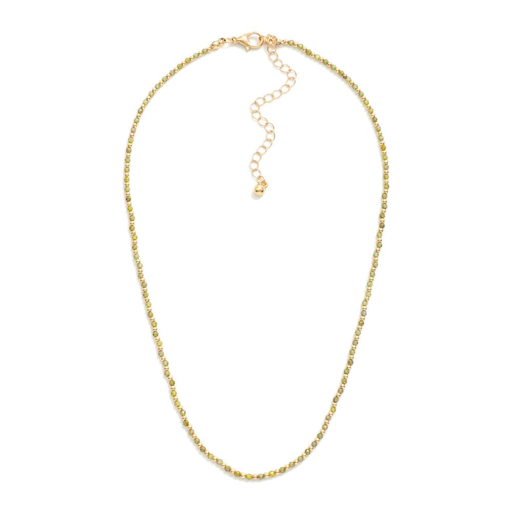 Faceted Bead & Metal Tone Beaded Necklace