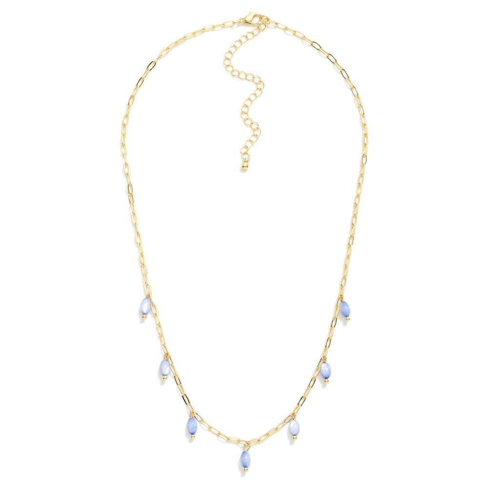 Chain Link Necklace Featuring Bead Charm Details