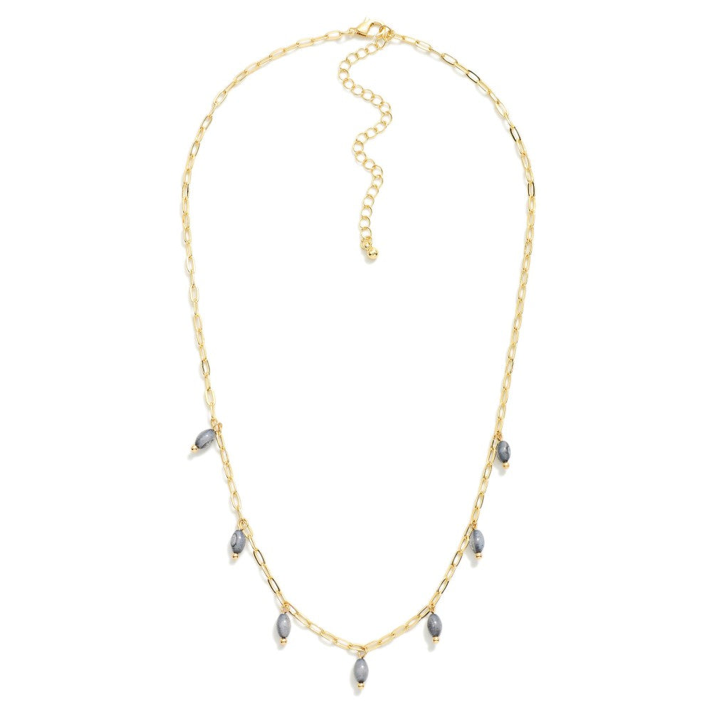 Chain Link Necklace Featuring Bead Charm Details